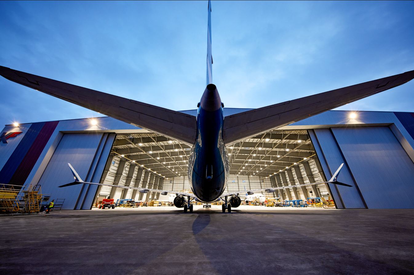 dusk-widebody hangar