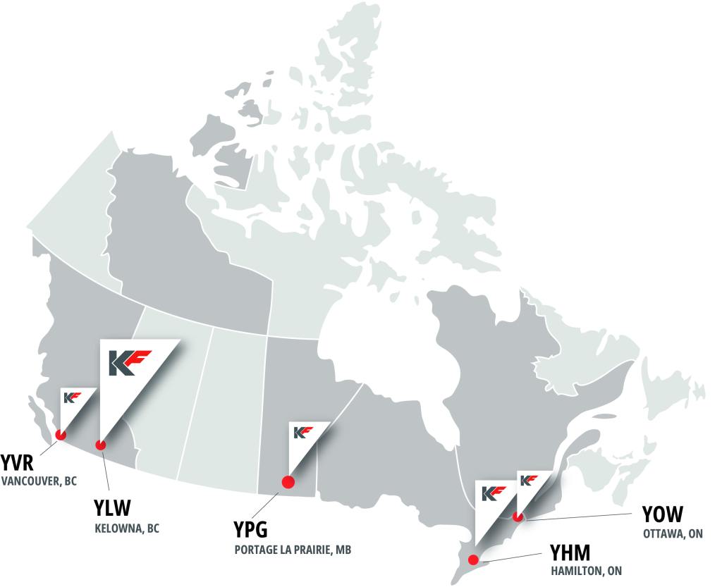 KF Aero Canada Map Locations